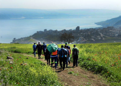 Pupils making a preliminary tour of the planned route of the Sanhedrin Trail